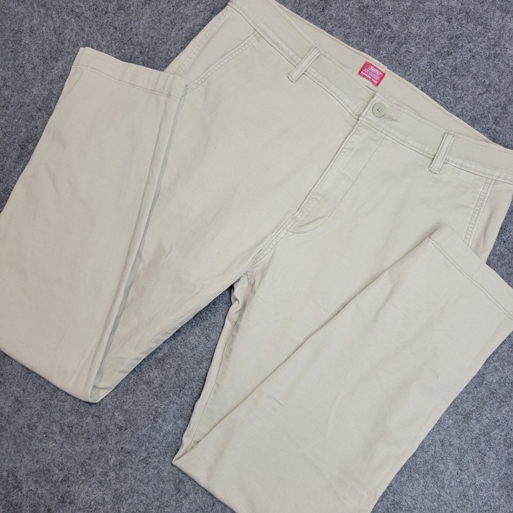 Levis XX Chino Pants Mens 33x30 Tan Stretch Flat Front Standard Tapered Leg